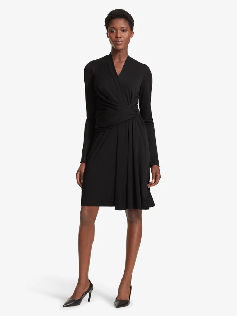 Mm Lafleur Black Long Sleeve Draped Dress